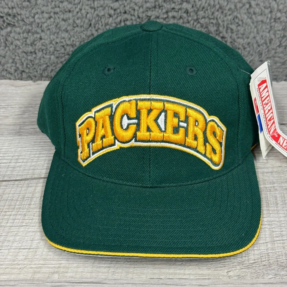 Vintage Green Bay Packers Hat Cap Strapback Adjustable Nfl American‎ Needle New